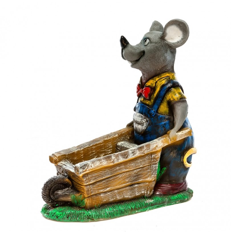 Садовая фигура Крыс с тачанкой - фото - 3
