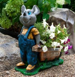 Садовая фигура Крыс с тачанкой сзади - фото - 1