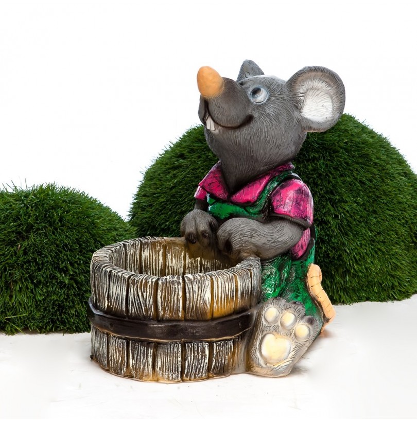 Садовая фигура Крыс с кадкой спереди - фото - 2
