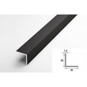 Уголок алюминиевый черный 20*20*1,5мм (Уп 06-27.2700.515) 2,7м - фото - 1