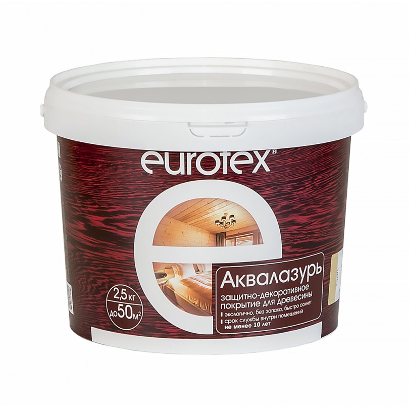 Защитно-декоративное покрытие Eurotex полуглянцевое, канадский орех 2,5кг - фото - 2