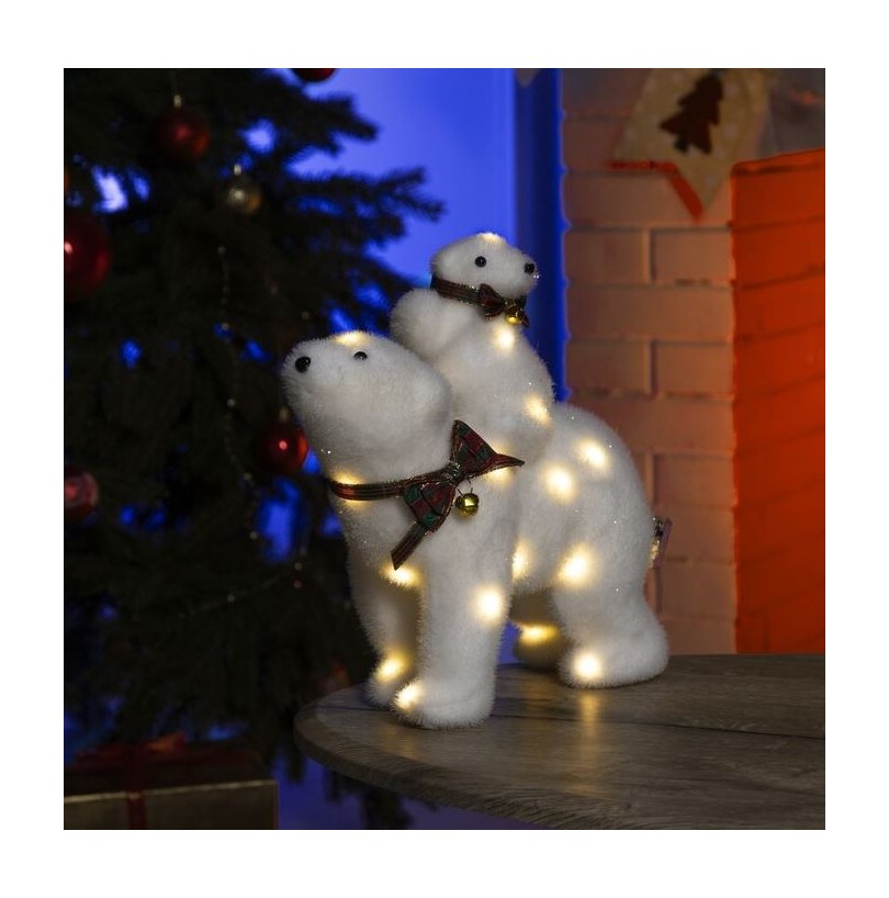 Фигура светодиодная «Медведица и медвежонок» 27*52*11 см, флок - фото - 2