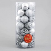Набор шаров пластик d-4 см, 35 шт "Феерия" серебро - фото - 1