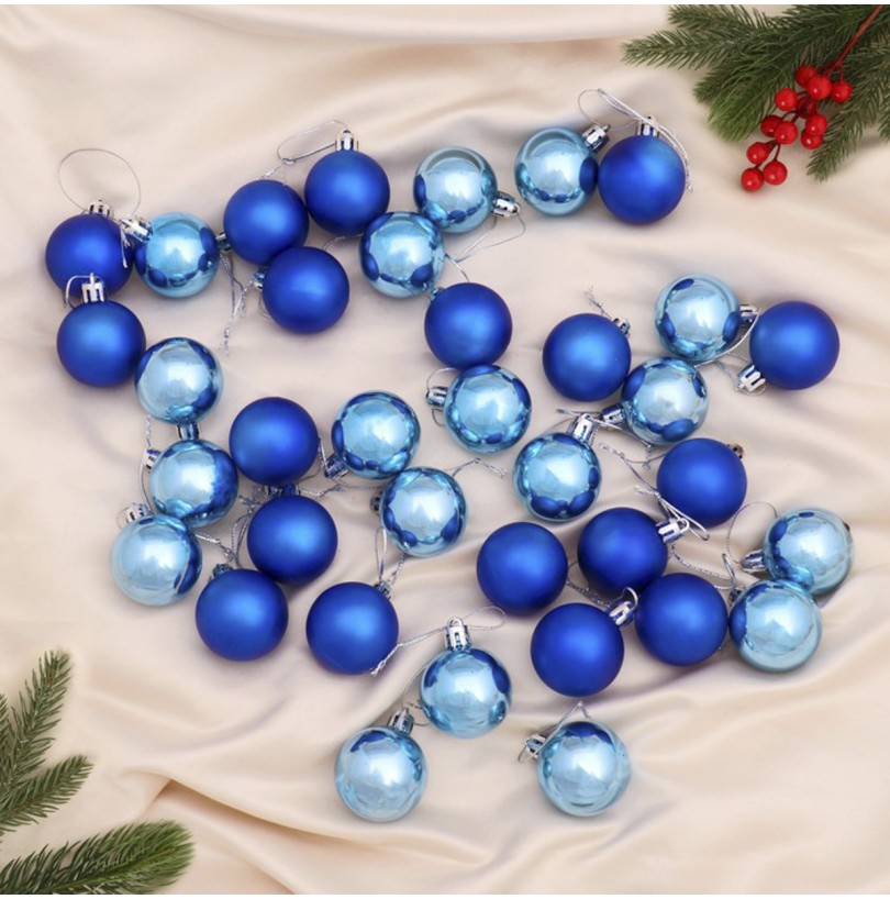 Набор шаров пластик d-4 см, 36шт "Однотонный" синий - фото - 2