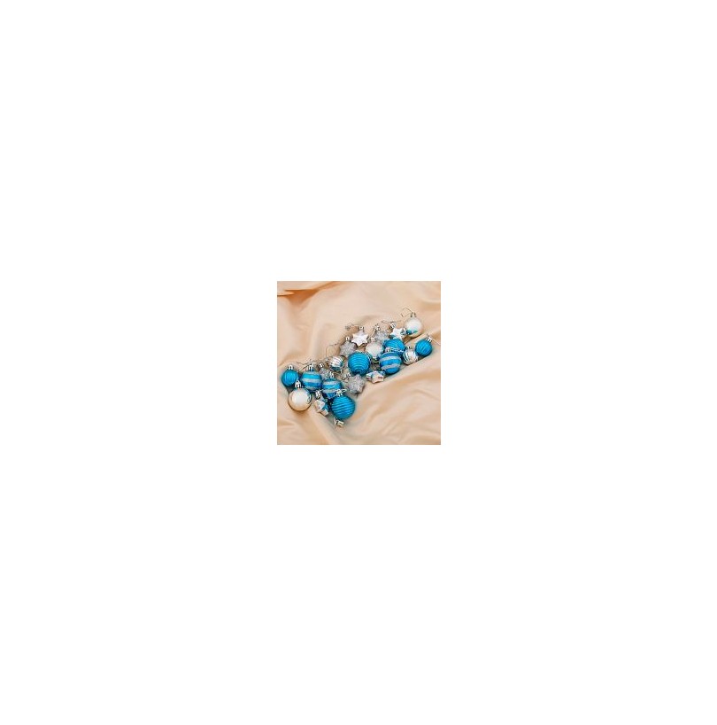 Набор елочных украшений Серпантин 21шт, серебристо-голубой - фото - 1