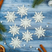 Украшение новогоднее "Снежинка полярная" d 6 см, 6 шт, белый - фото - 1