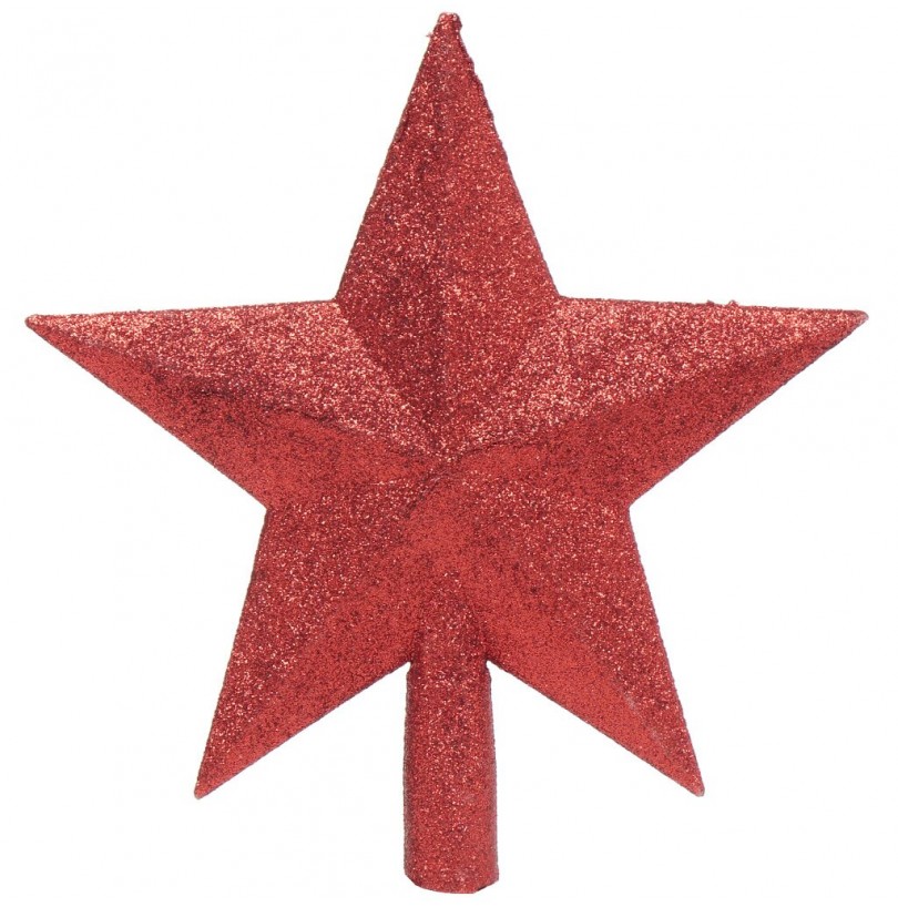 Верхушка ёлочная Звезда сверкающая, красная 20см, пластик SYCD18-003R - фото - 1