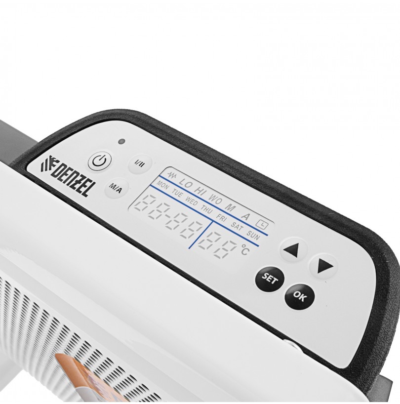 Обогреватель (конвектор) электрический HybridX-1000, ИК нагреватель, цифровой термостат Denzel - фото - 3