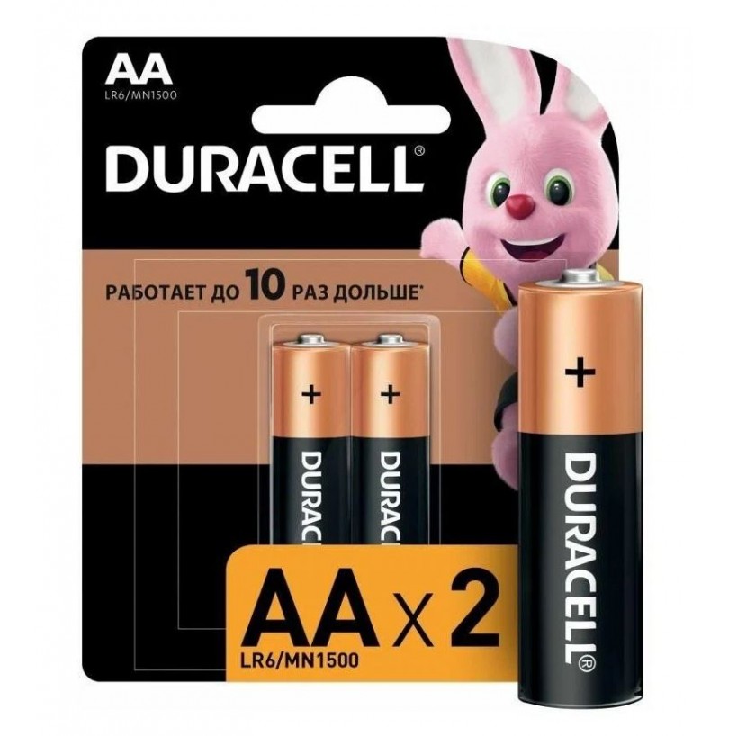 Батарейка Duracell AA/LR6/MN 1500 Basic BP-2 (упак.2шт) - фото - 1