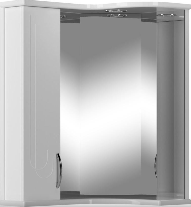 Шкаф зеркальный со светильником Элегия 55, угловой 550*750*400мм, белый - фото - 1