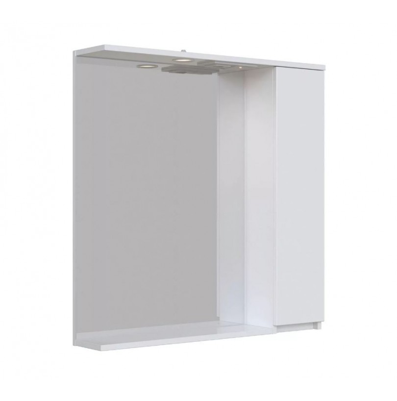 Шкаф зеркальный с подсветкой Квадро 80П, 808*723*171мм, белый - фото - 1