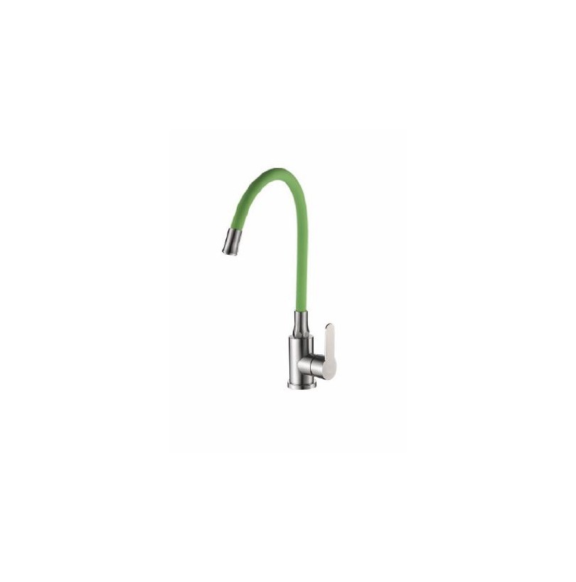 Смеситель для кухни MN7180-12 гибкий излив зеленый, сатин - фото - 1