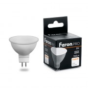 Лампа с/д FERON LB-1608, MR16 (рефлекторная), 8W 230V G5.3 4, рассеиватель матовый белый, 550Lm - фото - 1