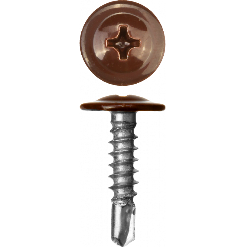 Саморез ПШ сверло 4,2*16 коричневый шоколад RAL8017 (500шт.) - фото - 1