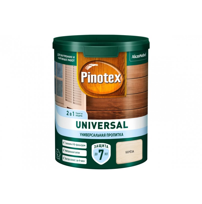 Пропитка защитная для дерева Pinotex Universal 2 в 1 берёза 0,9 л - фото - 1