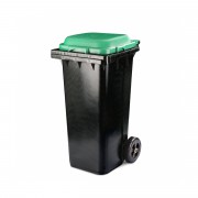 Бак пластиковый для мусора Альтернатива, на колесах, 120 л, черно-зеленый - фото - 1