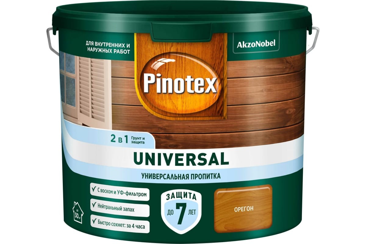 Пропитка защитная для дерева Pinotex Universal 2 в 1 орегон 2,5 л - фото - 1