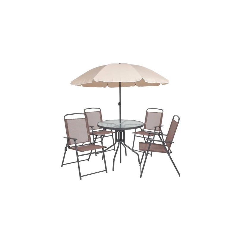 Набор мебели Ялта (4кресла+стол с зонтом) бежевый - фото - 1
