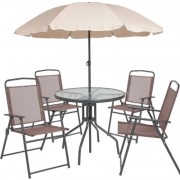 Набор мебели Ялта (4кресла+стол с зонтом) бежевый - фото - 1
