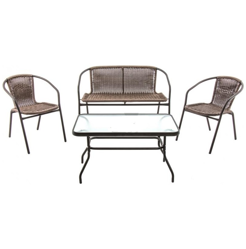 Набор мебели Марсель делюкс (диван+2кресла+стол) коричневый - фото - 1