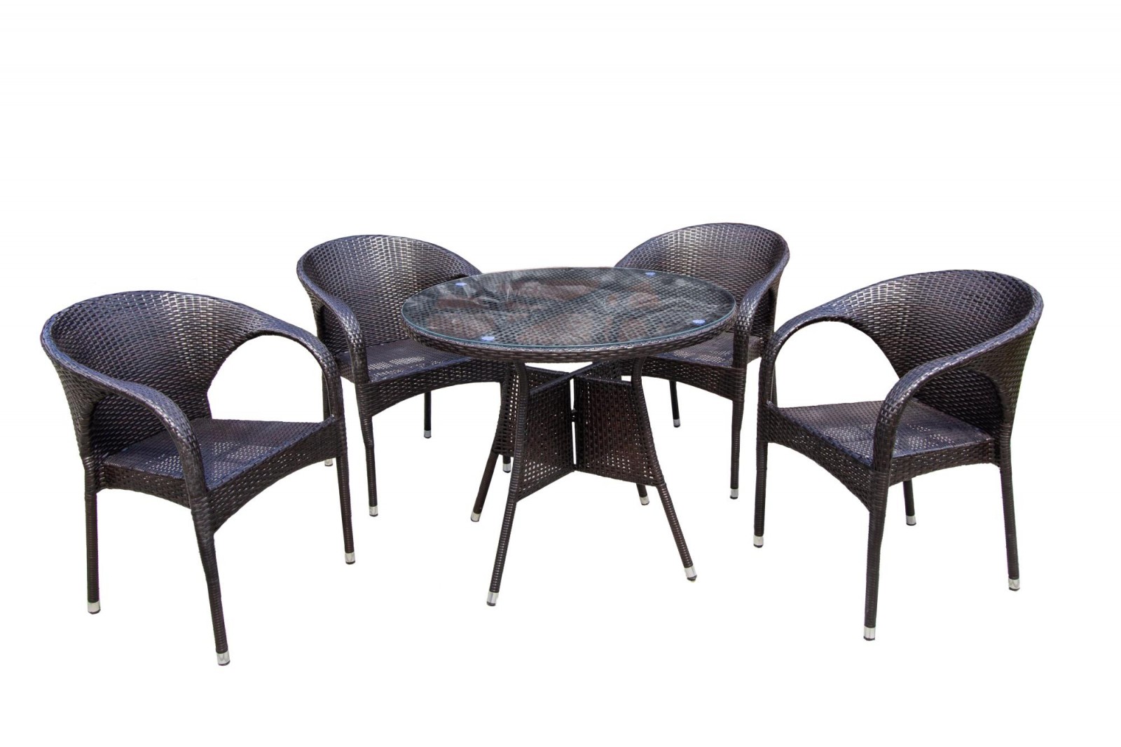Набор мебели Мартин (4кресла+стол) коричневый ротанг - фото - 1