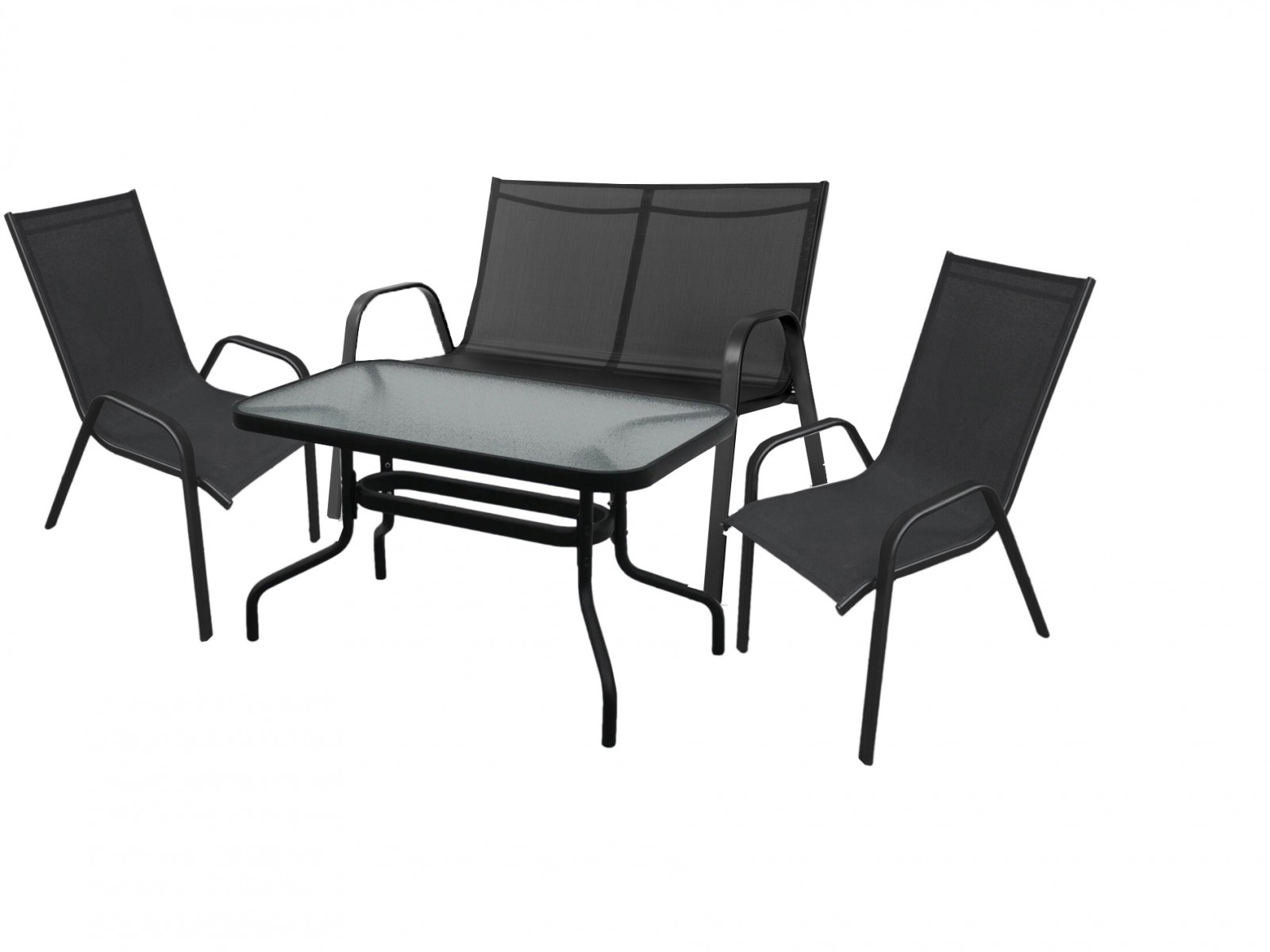 Набор мебели Сан-ремо Делюкс (диван+2кресла+стол) черный - фото - 1