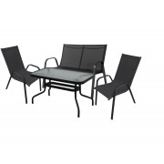 Набор мебели Сан-ремо Делюкс (диван+2кресла+стол) черный - фото - 1