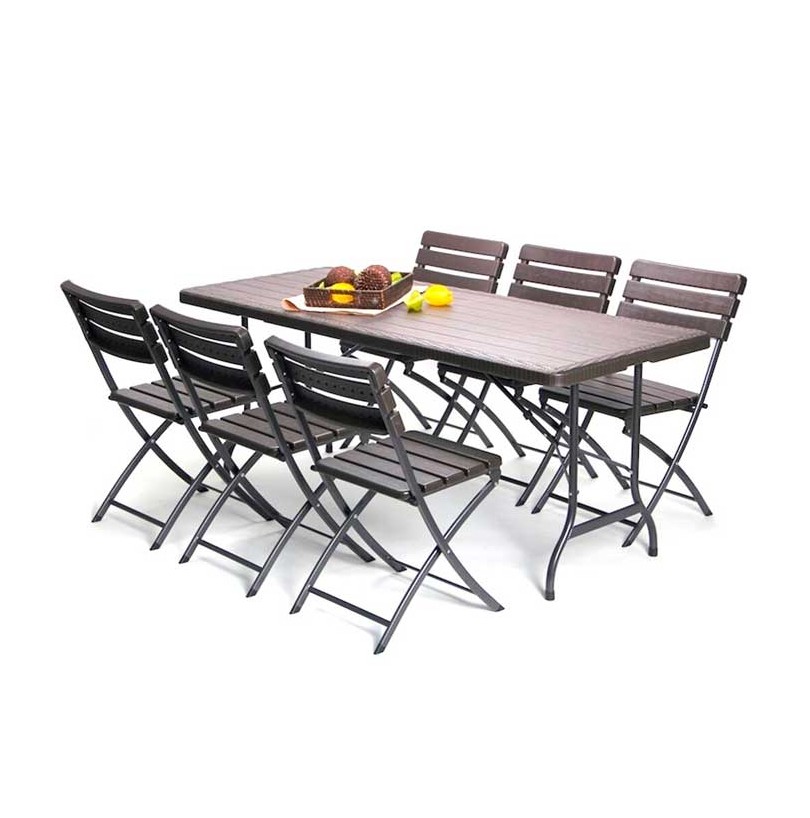 Набор мебели Большая Семья (стол + 6 стульев, коричневый - фото - 1