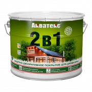 Акватекс 2 в 1 защитно-декоративное покрытие для древесины, Рябина 9л - фото - 1
