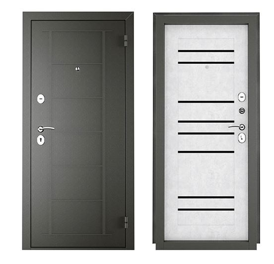 Дверь металл ТИТАН 2050/860/L 8C бетон/снежный графит, левая - фото - 1