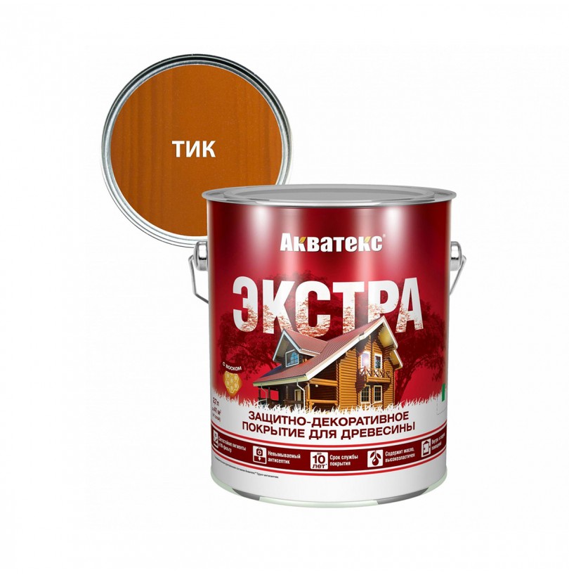 Акватекс Экстра защитно-декоративное покрытие для древесины, Тик 2,7 л - фото - 1