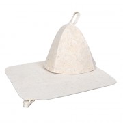Набор банный 2 предмета (шапка, коврик) войлок, белый - фото - 1