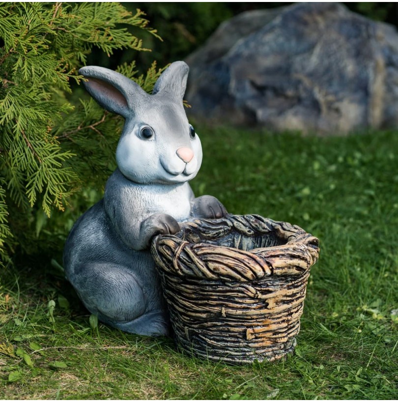 Кашпо садовое Кролик с корзиной 380*220*340мм - фото - 1