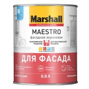 Краска фасадная акриловая Marshall Maestro глубокоматовая база ВС 0,9 л - фото - 1