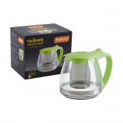 Чайник заварочный Mallony Decotto, 0,75 л, стекло, фильтр-нержавейка, зеленый - фото - 1