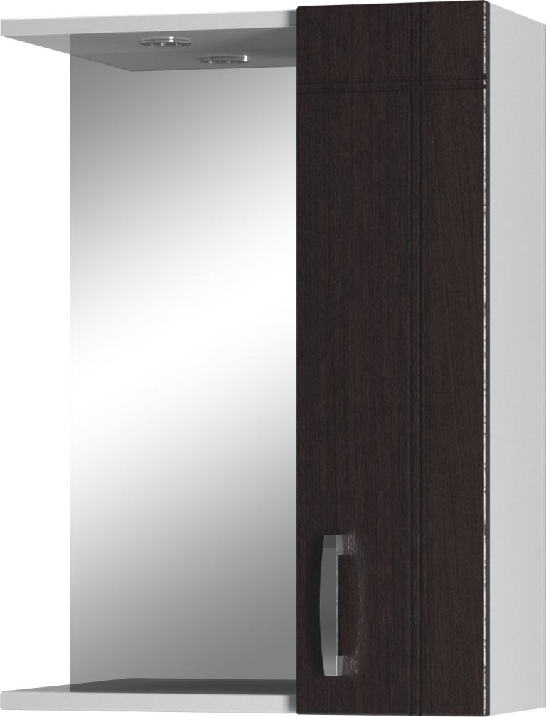 Шкаф зеркальный Милана 55 со светильником правый 550*750*160мм, ясень/белый - фото - 1