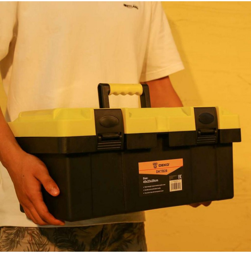 Ящик для инструментов Deko DKTB28 45*23*20 см, черно-желтый - фото - 3