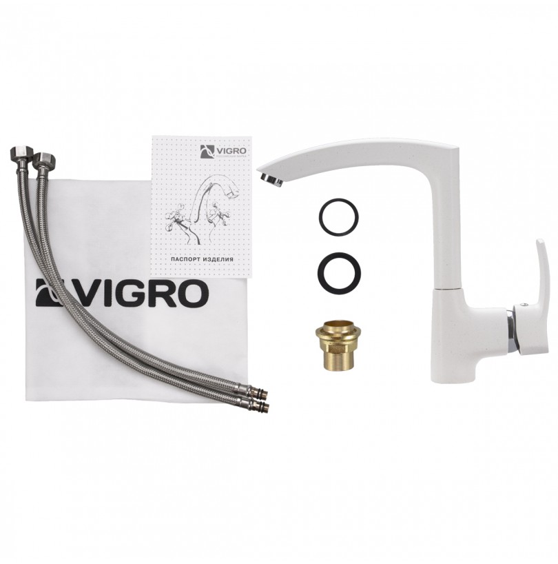 Смеситель для кухни VIGRO VG903, белый - фото - 3