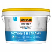 Краска для стен и потолков в/д Marshall Maestro Интерьерная Фантазия глубокоматовая белая 2,5 л - фото - 1
