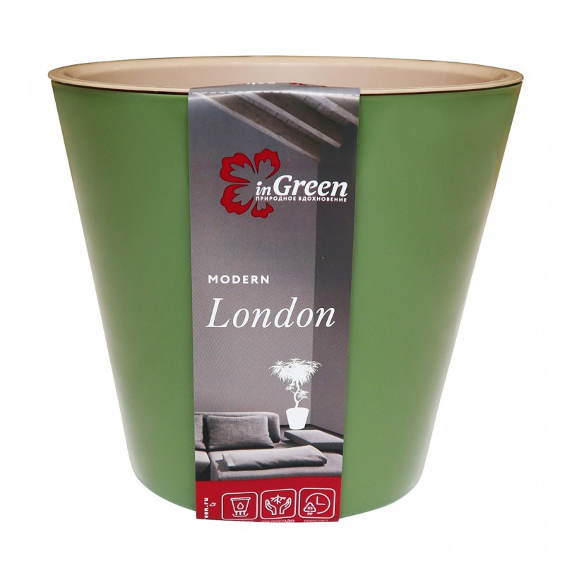 Горшок для цветов InGreen London 1,6 л, оливковый - фото - 1