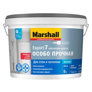 Краска для стен и потолков латексная Marshall Export-7 матовая база BC 9 л - фото - 1