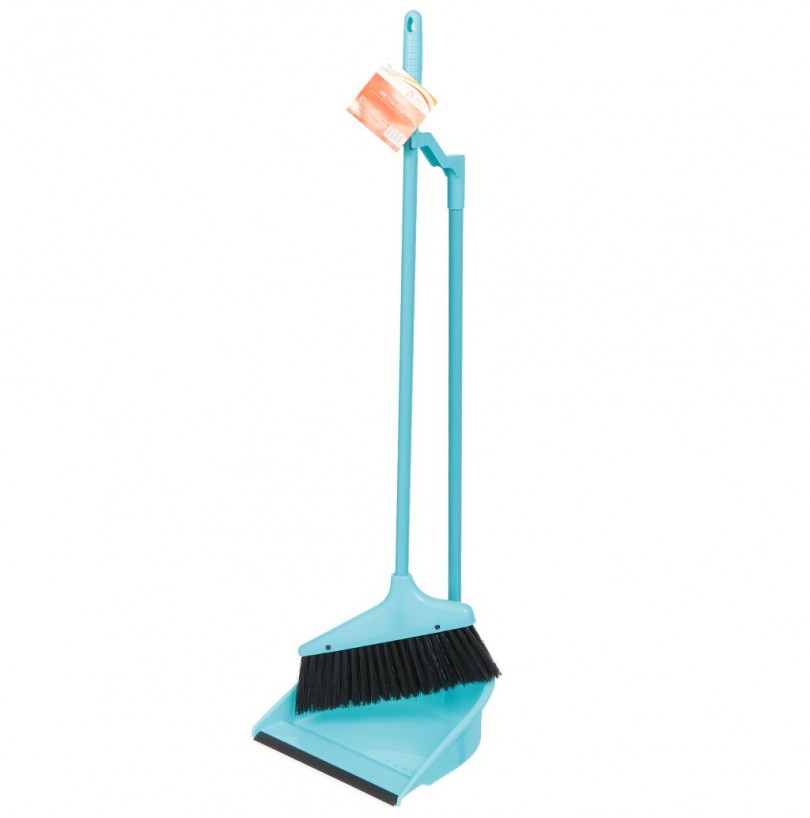 Набор для уборки пола совок, щетка с ручкой Ленивка HD5801, голубой - фото - 1