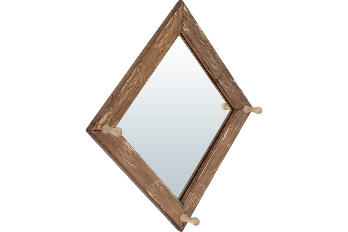 Зеркало-вешалка иск.состаренная №1 300*300 - фото - 1