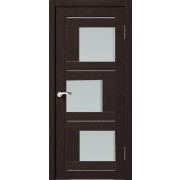 Дверь межкомнатная остекленная модель 28, 800*2000 (пвх) Орех темный рифленый/стекло белое - фото - 1
