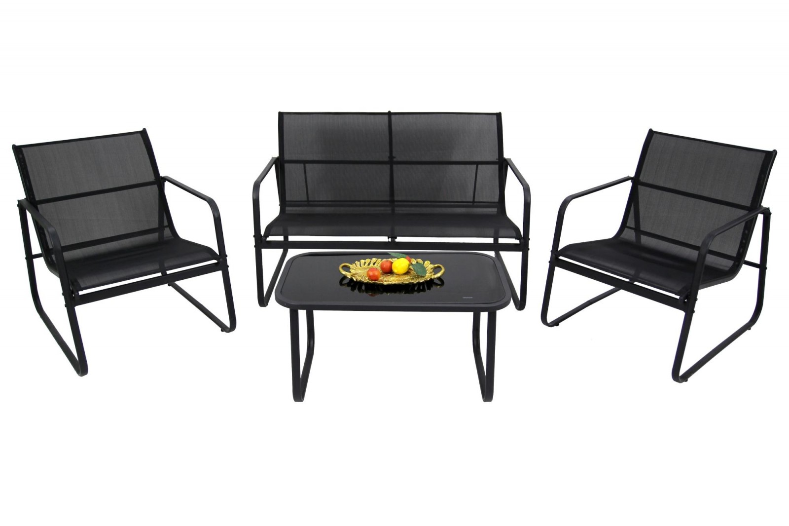 Набор мебели Санторини (диван+2кресла+стол) черный - фото - 1