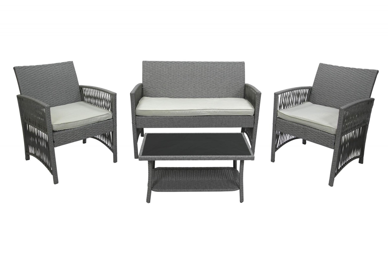 Набор мебели Лондон (диван+2кресла+стол) ротанг серый - фото - 1