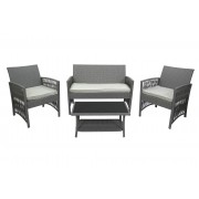 Набор мебели Лондон (диван+2кресла+стол) ротанг серый - фото - 1