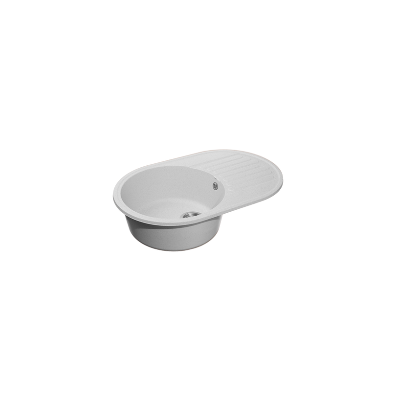 Мойка кухонная круглая+крыло GRANFEST-QUARZ (ECO)-18 Рондо 740*480 мм, серый - фото - 1