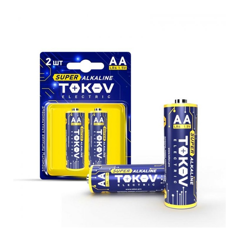 Батарейка алкалиновая TOKOV ELECTRIC TKE-ALS-LR6/B2 тип АА, 2шт - фото - 1