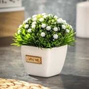 Цветок искусственный декоративный белый в кашпо, 13см, Y6-2062 - фото - 1